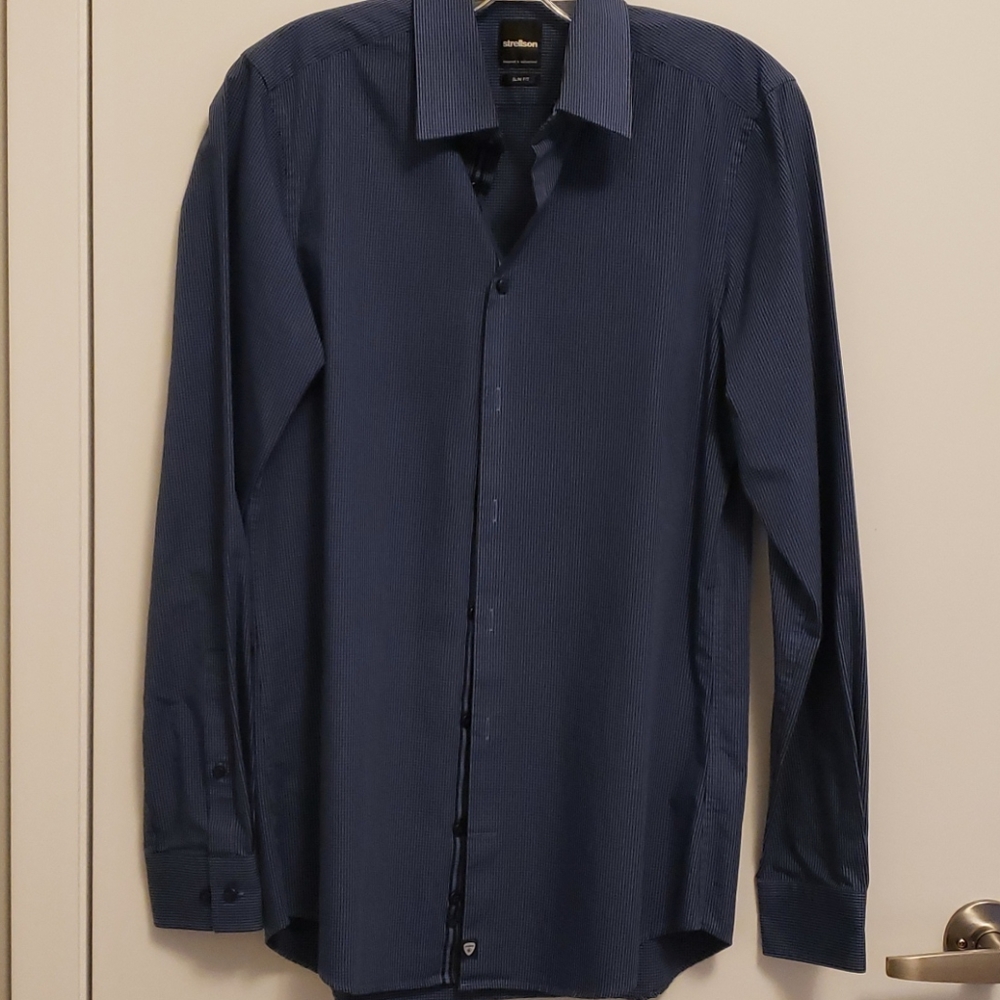 Men's Strellson Blue Slim Fit Dress Shirt 38/15